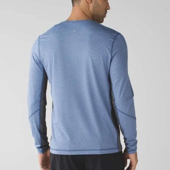 Lululemon Men’s T.H.E. Henley Long Sleeve Shirt SIZE LARGE HEATHERED Dark Cobalt - Picture 6 of 6